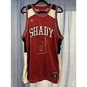 SHADY Ltd Vintage Velour Jersey Vest Men Large Y2k Streetwear Eminem Rap Red